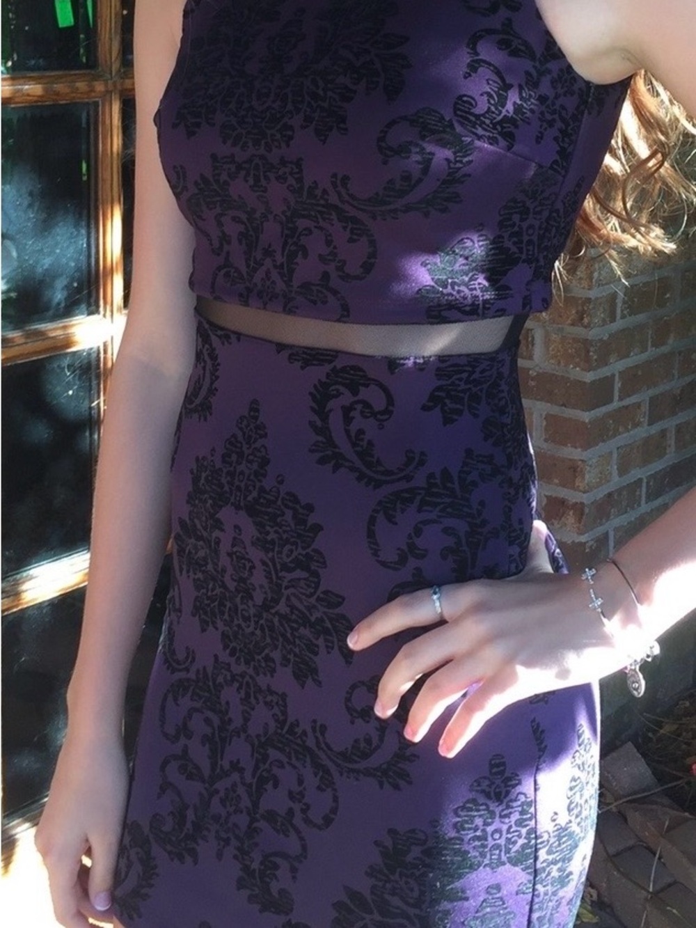 Purple Patterned Two-Piece Dress